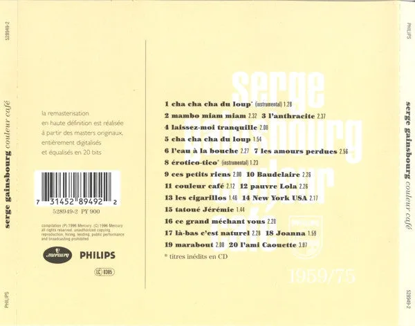 Serge Gainsbourg Couleur Café CD brukt remastret
