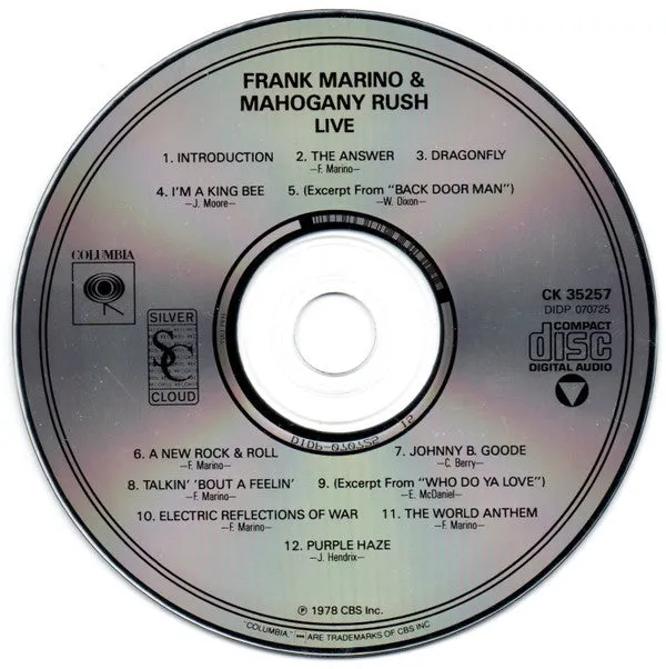 Frank Marino Mahogany Rush Live CD brukt album