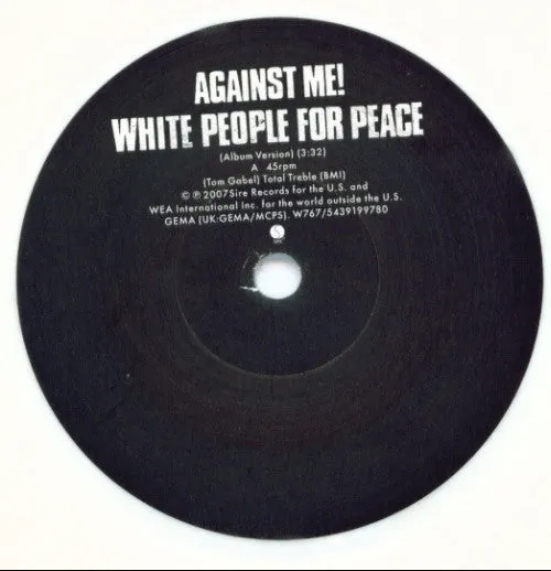 Against Me! White People For Peace 7" vinyl hvit brukt