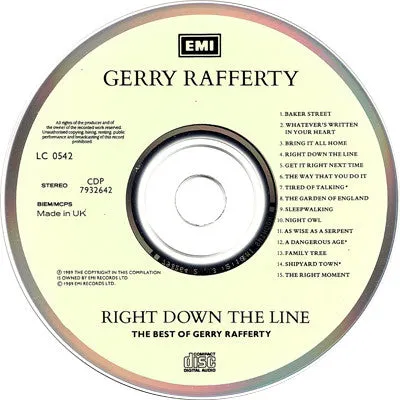 Gerry Rafferty Right Down The Line Best Of CD brukt