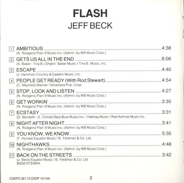 Jeff Beck Flash CD brukt blues rock