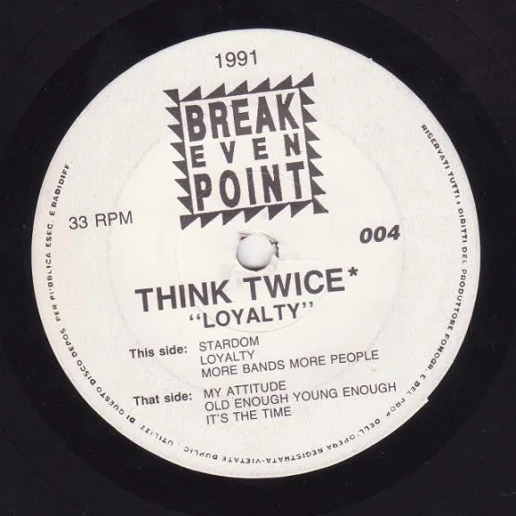 Think Twice Loyalty 7" EP brukt VG+ hardcore