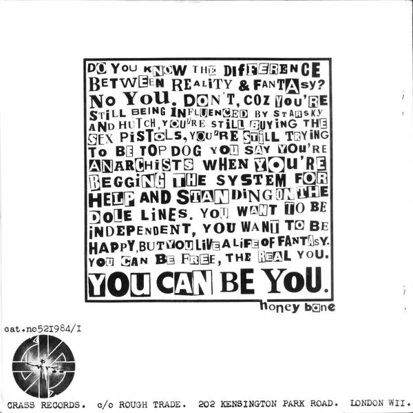 Honey Bane You Can Be You 7" singel brukt punk