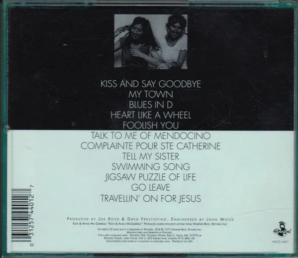 Kate & Anna McGarrigle CD album folkrock