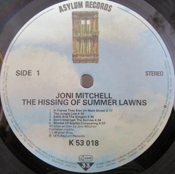 Joni Mitchell Hissing Of Summer Lawns LP brukt jazzfusion