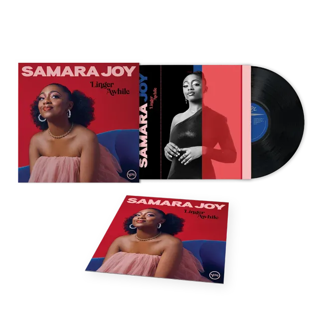 Verve Samara Joy Linger Awhile vinylplate signert art card